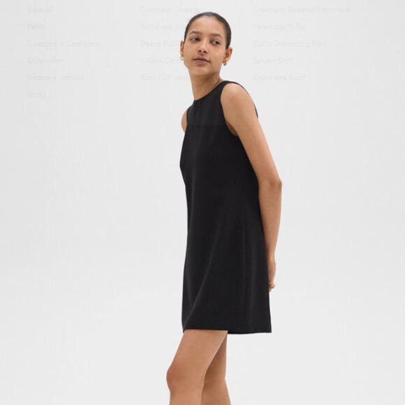 NWT Theory Shift Dress in Admiral Crepe Hickory dark brown - Picture 4 of 7